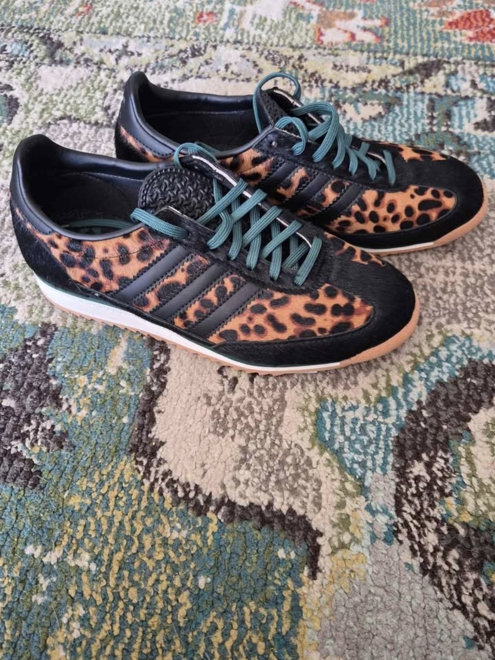 Adidas Women's SL 72 OG in the "Leopard Print Collegiate Green" colorway size 6
